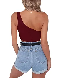 THE BLAZZE Women's Sleeveless Crop Tops Sexy Strappy Tees (XX-Large, Maroon)-thumb2