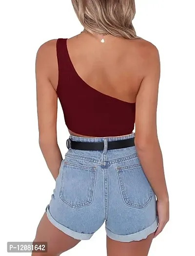 THE BLAZZE Women's Sleeveless Crop Tops Sexy Strappy Tees (XX-Large, Maroon)-thumb3