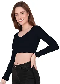 THE BLAZZE 1109 Women's V Neck Crop Top-thumb1