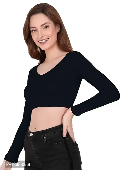 THE BLAZZE 1109 Women's V Neck Crop Top-thumb2