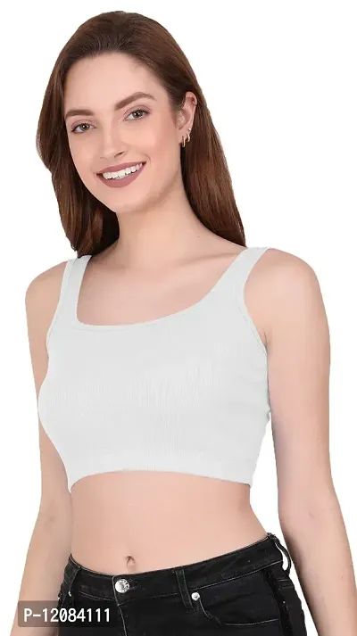 THE BLAZZE 1044 Sexy Women's Tank Crop Tops Bustier Bra Vest Crop Top Bralette Blouse Top for Women (Medium, White)-thumb4