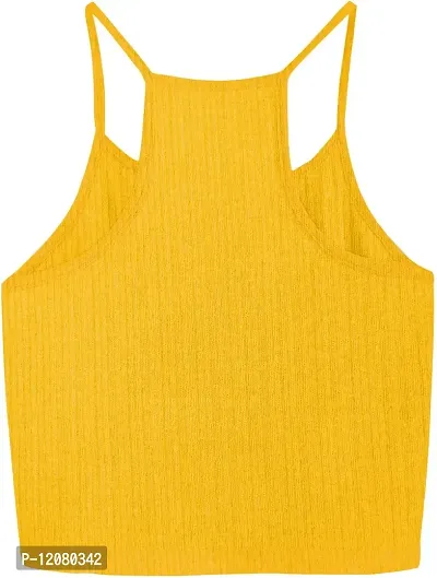 THE BLAZZE 1002 Women's Sleeveless Crop Tops Sexy Strappy Tees (Large(34?-36""), H - Yellow)-thumb2