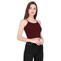 THE BLAZZE 1002 Women's Summer Basic Sexy Strappy Sleeveless Racerback Camisole Crop Top (XX-Large(38?-40), C - Maroon)-thumb3