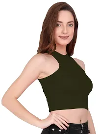 THE BLAZZE 1025 Women's Summer Basic Sexy Strappy Sleeveless Racerback Camisole Crop Top Top-thumb2