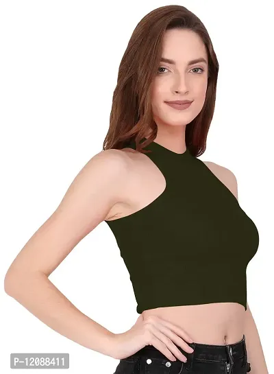 THE BLAZZE 1025 Women's Summer Basic Sexy Strappy Sleeveless Racerback Camisole Crop Top Top-thumb3