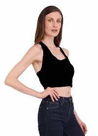 The BLAZZE 1380 Women's Basic Sexy Solid Backless Halter Neck Slim Fit Sleeveless Crop Top for Women-thumb1