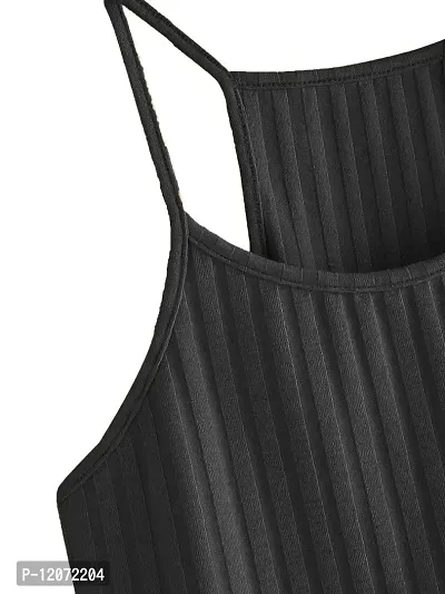 THE BLAZZE Women's Summer Basic Sexy Strappy Sleeveless Racerback Camisole Crop Top (Large, Black Pink)-thumb4