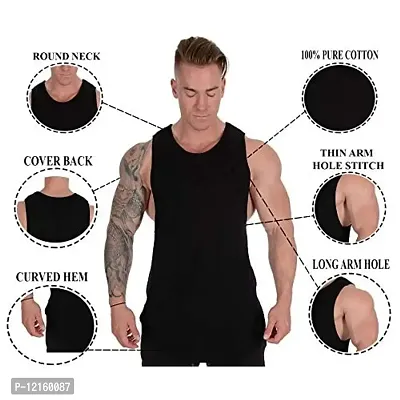 THE BLAZZE 0066 Men's Tank Tops Muscle Gym Bodybuilding Vest Fitness Workout Train Stringers (M,Color_01)-thumb3