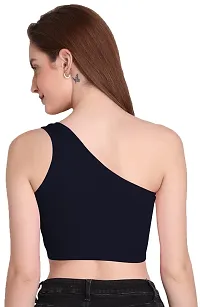 THE BLAZZE Women's Sleeveless Crop Tops Sexy Strappy Tee (S, Navy)-thumb1