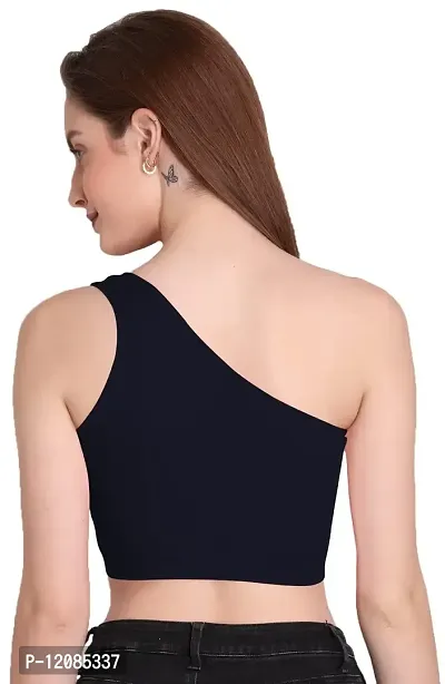 THE BLAZZE Women's Sleeveless Crop Tops Sexy Strappy Tee (S, Navy)-thumb2