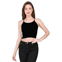 THE BLAZZE 1002 Women's Summer Basic Sexy Strappy Sleeveless Racerback Camisole Crop Top Tops (X-Large(36?-38""), Black)-thumb2