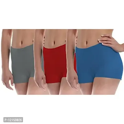 THE BLAZZE Women's Seamless Spandex Boyshort Underskirt Pant Short Leggings Pack of 3 (L, Combo_2)