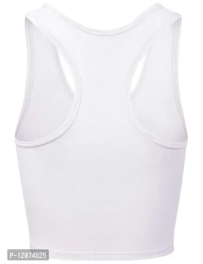 THE BLAZZE Women's Cotton Racerback Basic Crop Tank Tops (X-Large, White)-thumb3