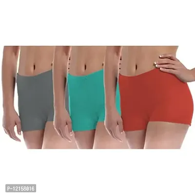 THE BLAZZE Women's Seamless Spandex Boyshort Underskirt Pant Short Leggings Pack of 3 (S, Combo_4)