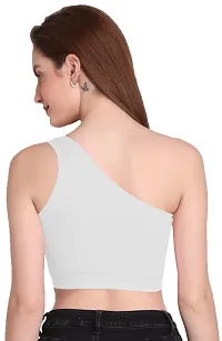 THE BLAZZE Women's Sleeveless Crop Tops Sexy Strappy Tees (Large, White)-thumb1