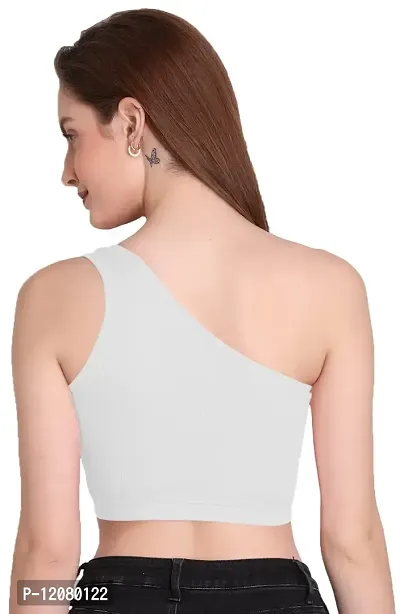 THE BLAZZE Women's Sleeveless Crop Tops Sexy Strappy Tees (Large, White)-thumb2