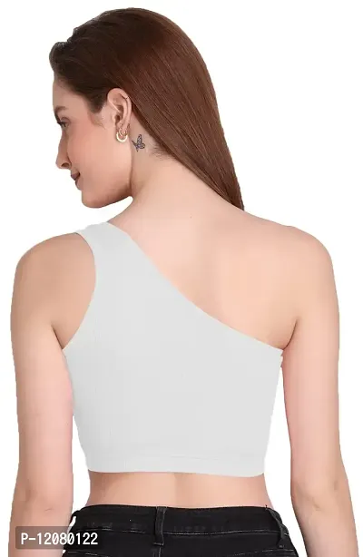 THE BLAZZE Women's Sleeveless Crop Tops Sexy Strappy Tees (Large, White)-thumb3