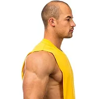 THE BLAZZE Men's Gym Tank Gym Stringer Gym Tank Stringer Bodybuilding Tank Tops Gym Vest Muscle Tee for Men (Small(36rdquo;/90cm - Chest), Yellow)-thumb2