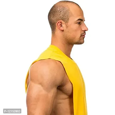 THE BLAZZE Men's Gym Tank Gym Stringer Gym Tank Stringer Bodybuilding Tank Tops Gym Vest Muscle Tee for Men (Small(36rdquo;/90cm - Chest), Yellow)-thumb3