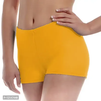 THE BLAZZE Women's Seamless Spandex Boyshort Underskirt Pant Short Leggings (L - Pack of 2, Yellow)-thumb0