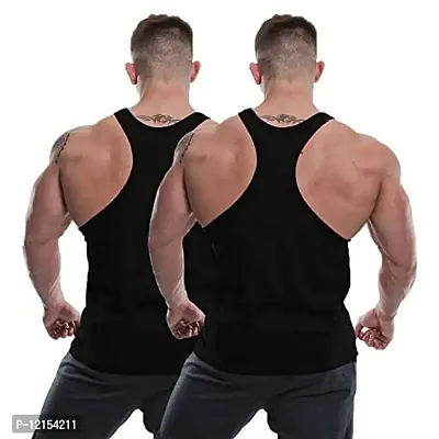 THE BLAZZE Men's Sleeveless T-Shirt Gym Tank Gym Tank Stringer Tank Tops Gym Vest Muscle Tee Gym Vest Vests Men Vest for Men T-Shirt for Men's (Medium(36""-38""), B - Black Black)-thumb2