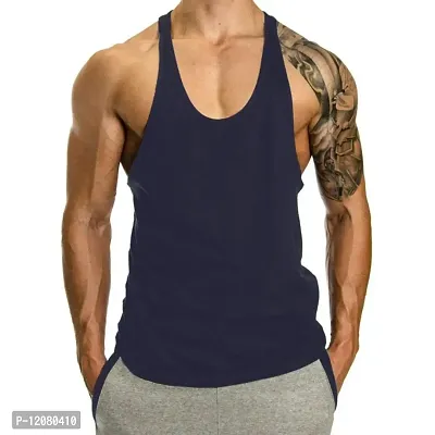 THE BLAZZE Men's Blank Stringer Y Back Bodybuilding Gym Tank Tops