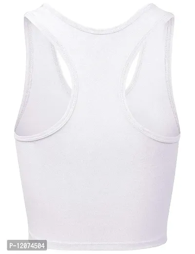 THE BLAZZE Women's Cotton Racerback Basic Crop Tank Tops (XX-Large, White)-thumb3