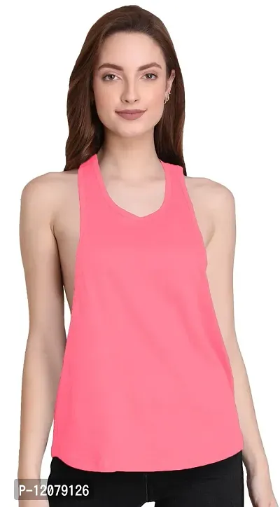 THE BLAZZE 1005 Women's Cotton Racerback Tank Top (X-Large(36?-38""), Light Pink)-thumb3