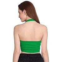 THE BLAZZE 1294 Women's Basic Sexy Solid Slim Fit Sleeveless Saree Readymade Saree Blouse Crop Top T-Shirt for Women (X-Small, Green)-thumb1