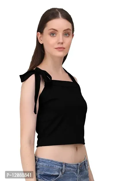 AD2CART A1721 Women's Basic Solid Stylish Knot Crop Top for Women