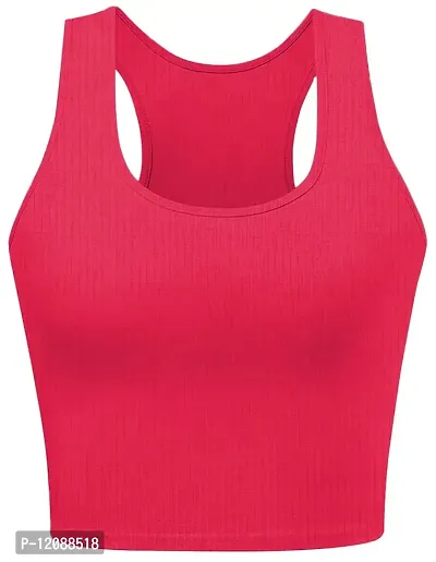 THE BLAZZE 1004 Women's Basic Round Neck Sleeveless Crop Top for Women(L,Combo_01)-thumb3