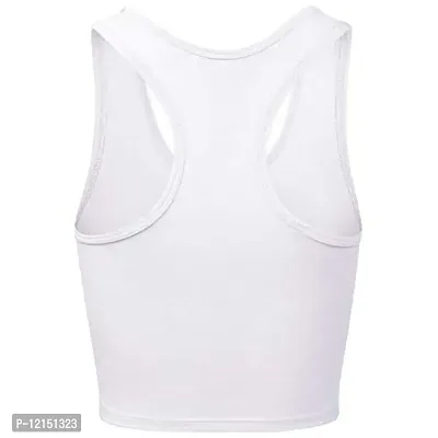 THE BLAZZE Women's Cotton Racerback Basic Crop Tank Tops (Small, White White)-thumb4