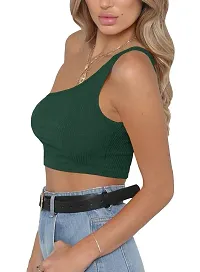 THE BLAZZE Women's Sleeveless Crop Tops Sexy Strappy Tees (L, Green+Pink)-thumb4