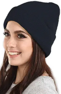 THE BLAZZE 2015 Winter Beanie Cap for Men and Women's (Free Size, Navy)-thumb1