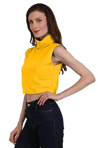 THE BLAZZE 1344 Women's Basic High Neck Sleeveless Crop Top(S,Color_03)-thumb3