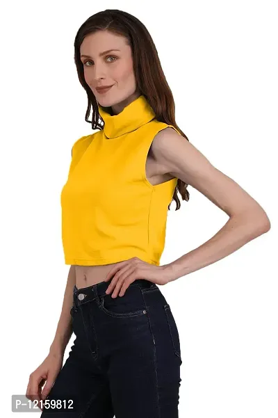 THE BLAZZE 1344 Women's Basic High Neck Sleeveless Crop Top(S,Color_03)-thumb4