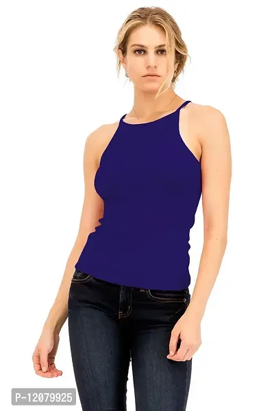 THE BLAZZE Women's Sleeveless Crop Tops Sexy Strappy Tees (XXL, Royal Blue)