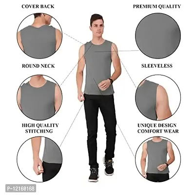 AD2CART A0006 Men's Round Neck Sleeveless T-Shirt Tank Top Gym Bodybuilding Vest Muscle Tee for Men (XL, Color_02)-thumb5