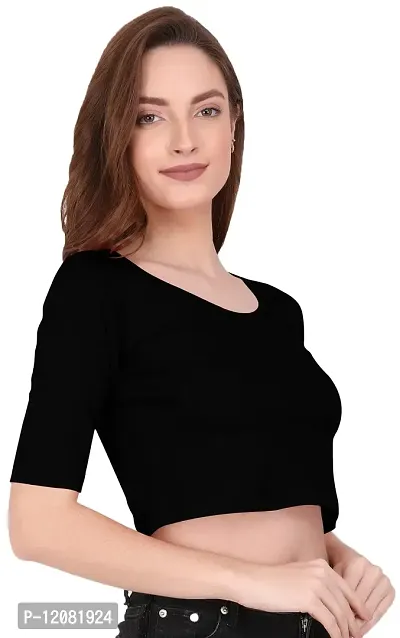 THE BLAZZE 1055 Crop Tops for Women (Small, Black)-thumb4