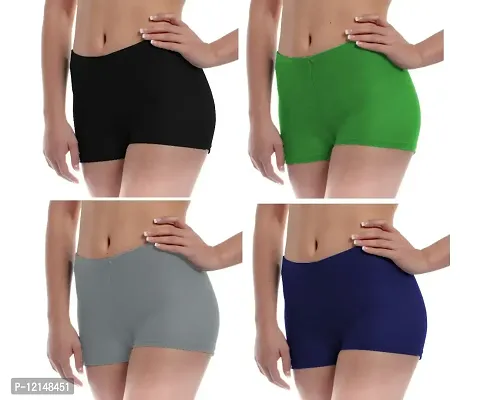 THE BLAZZE Women's Seamless Spandex Boyshort Underskirt Pant Short Leggings Pack of 4