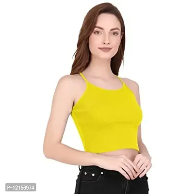 THE BLAZZE 1002 Sexy Women's Sleeveless Tank Crop Tops Bustier Bra Vest Shorts Crop Top Bralette Blouse Top for Women (X-Large, Yellow)