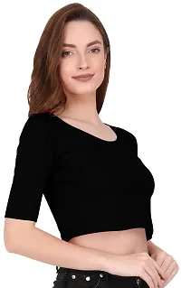 THE BLAZZE 1055 Women's Full Sleeve Crop Tops Sexy Strappy Tees (XX-Large, Black)-thumb4