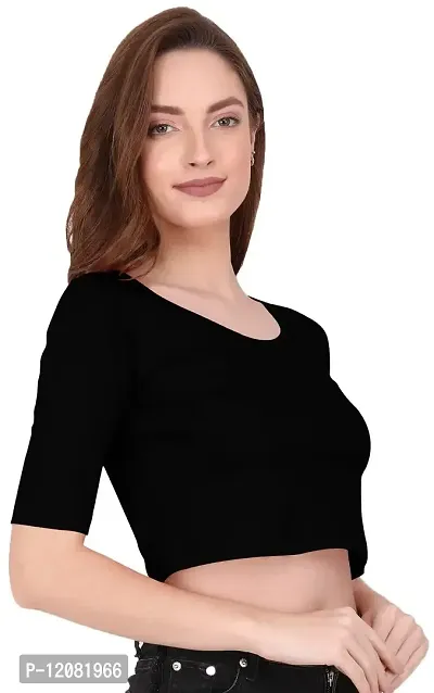 THE BLAZZE 1055 Women's Full Sleeve Crop Tops Sexy Strappy Tees (XX-Large, Black)-thumb5