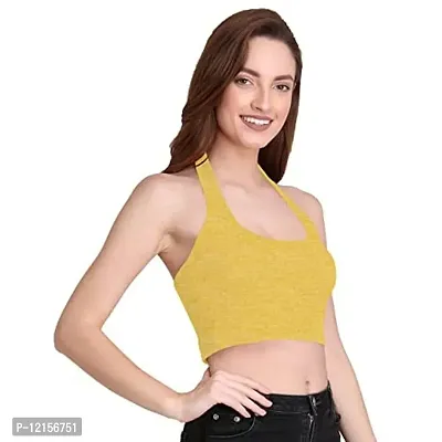 THE BLAZZE 1294 Sexy Women's Tank Crop Tops Bustier Bra Vest Crop Top Bralette Blouse Top for Womens (Medium, Yellow Melange)