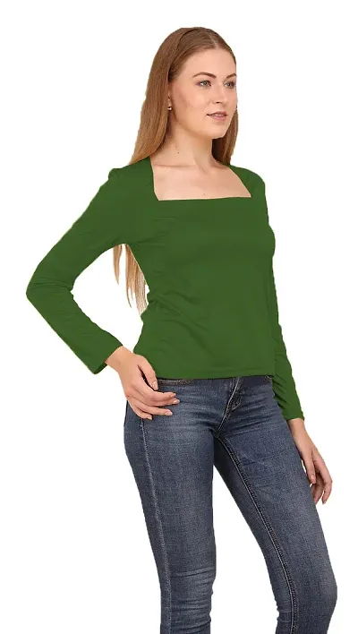 THE BLAZZE 1414 Women's Stylish Western Square Neck Full Sleeves Women's Top