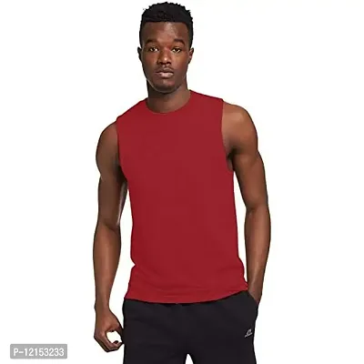THE BLAZZE Men's Sleeveless T-Shirt Tank Top Gym Tank Stringer Vest for Men (Large(40?/100cm - Chest), Red)-thumb0
