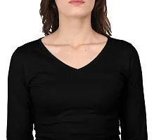 AD2CART A1309 Women's Cotton V-Neck Full Sleeve Crop Tops Black Readymade Saree Blouse for Women-thumb4