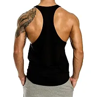 THE BLAZZE Men's Bodybuilding Gym Solid Color Tank Top Stringers (S, Black)-thumb2