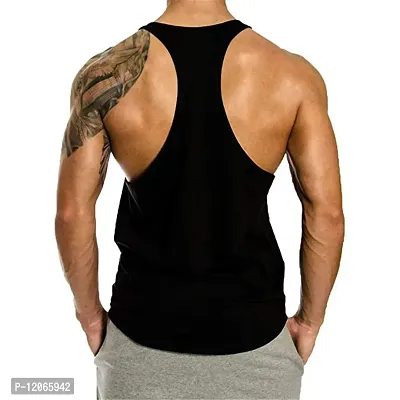 THE BLAZZE Men's Bodybuilding Gym Solid Color Tank Top Stringers (S, Black)-thumb3