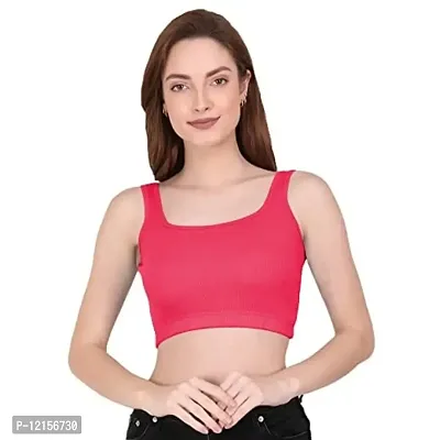 THE BLAZZE 1044 Women's Summer Basic Sexy Strappy Sleeveleess Crop Top (X-Large, Dark Pink)-thumb1